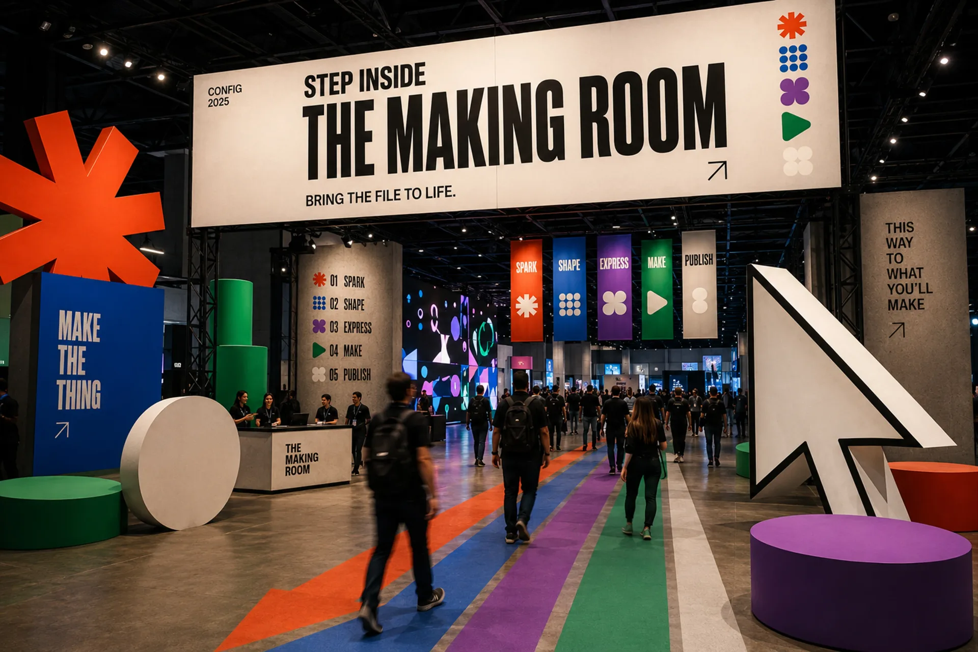 Config 2025 event environment with wayfinding and visual system