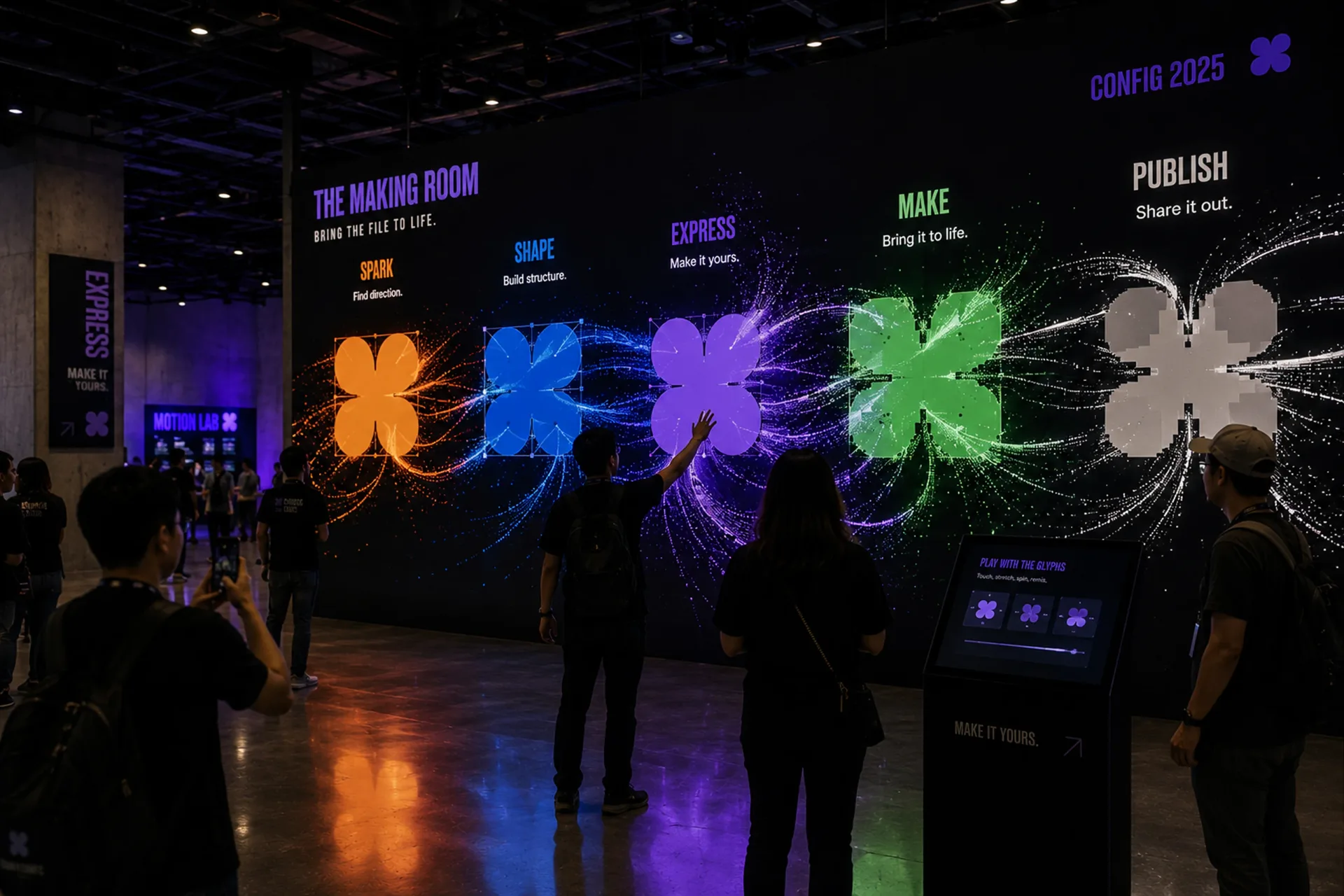 Config 2025 Making Room light installation with five glowing activity symbols